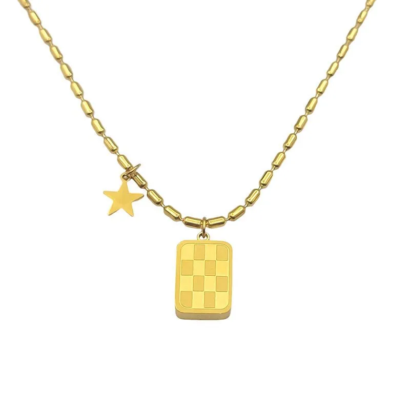 Gold Color No Fading Geoemtric Star Pendant Necklace For Women
