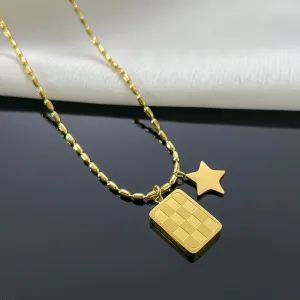Gold Color No Fading Geoemtric Star Pendant Necklace For Women