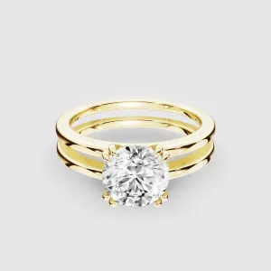 Gold Dual Shank Lab Grown Diamond Solitaire Ring-Round
