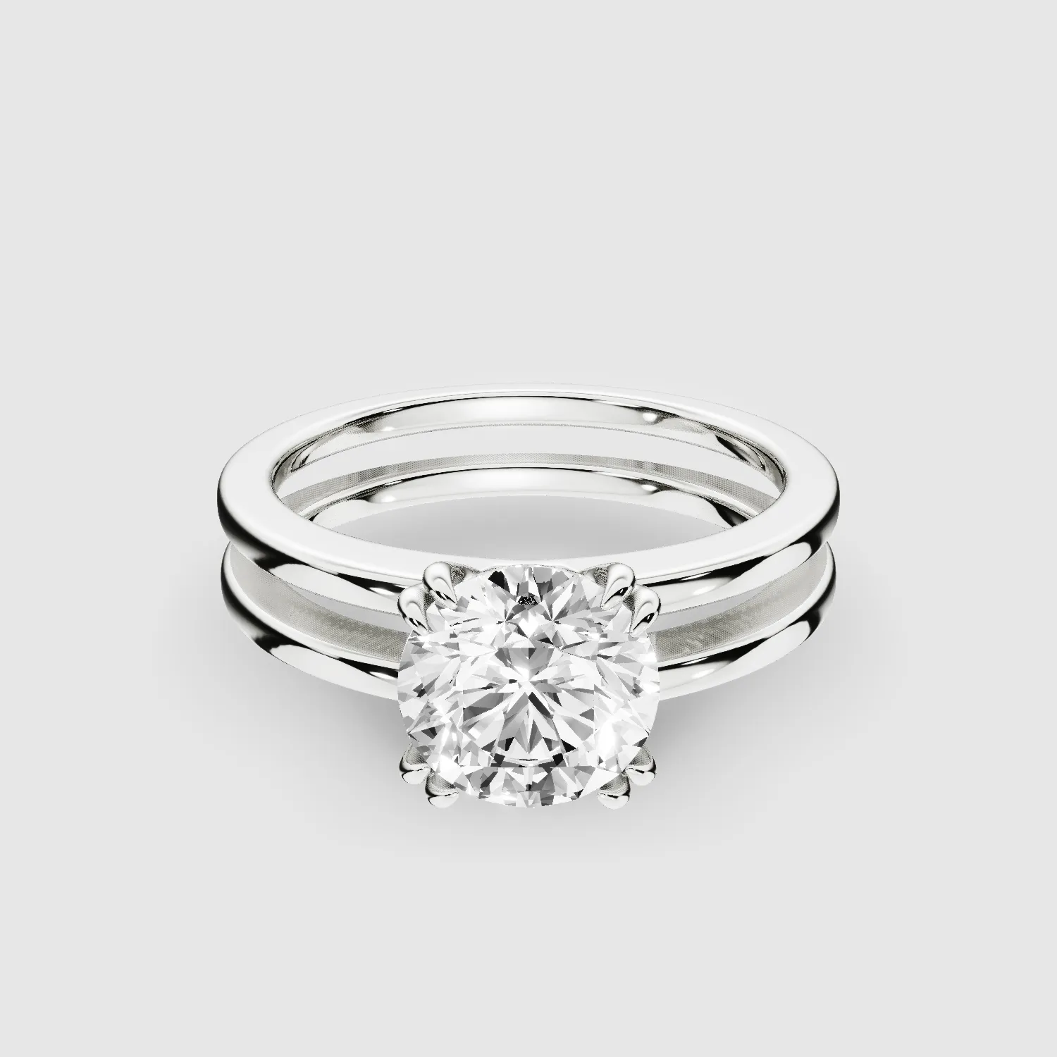 Gold Dual Shank Lab Grown Diamond Solitaire Ring-Round