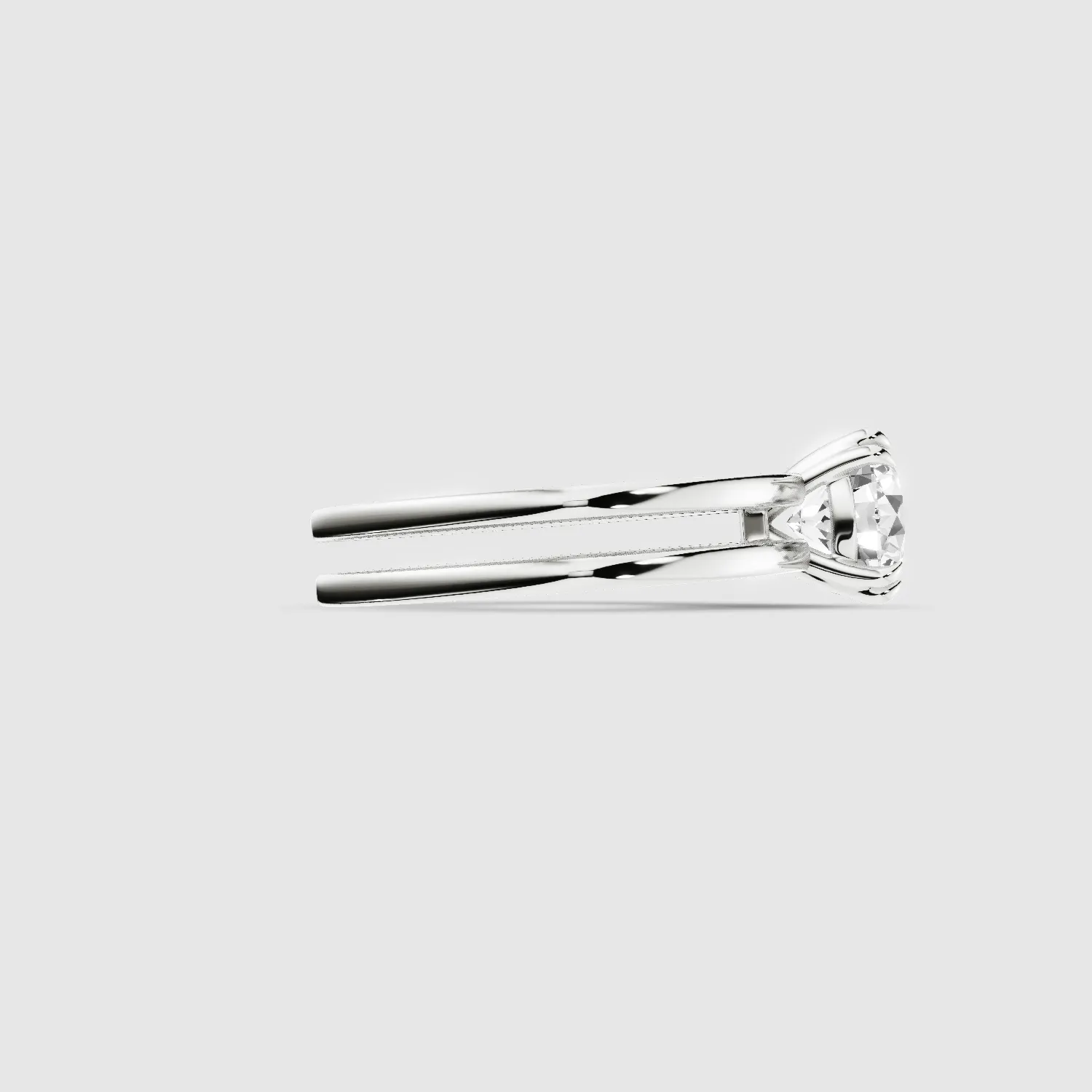 Gold Dual Shank Lab Grown Diamond Solitaire Ring-Round