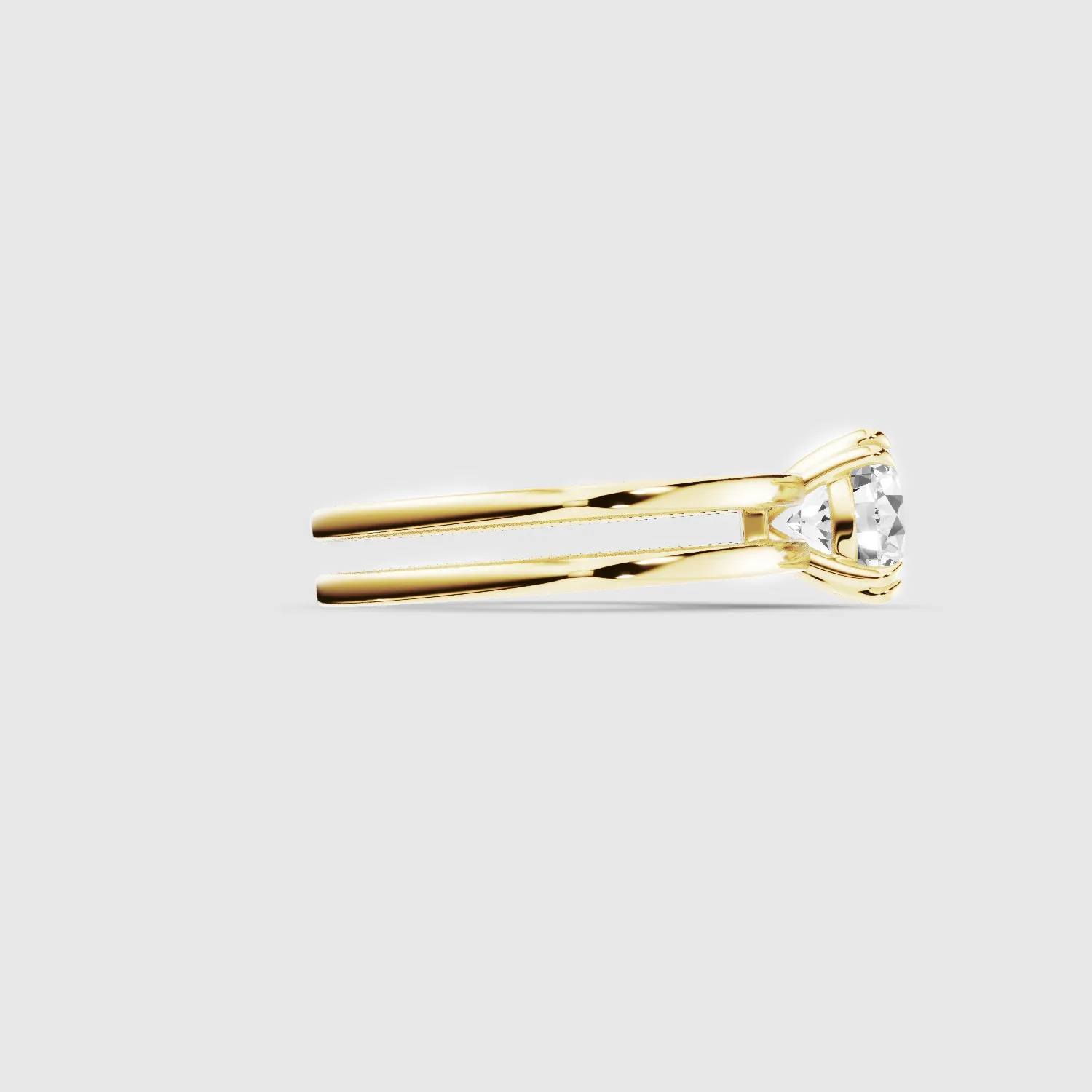 Gold Dual Shank Lab Grown Diamond Solitaire Ring-Round