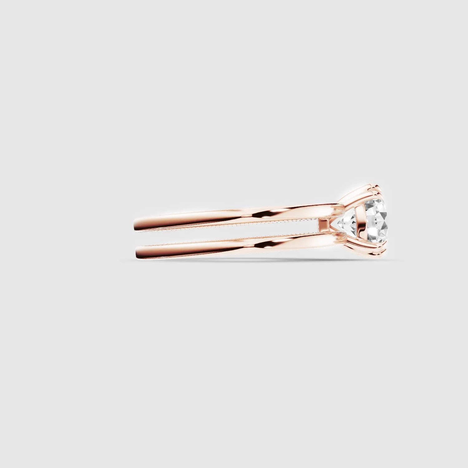 Gold Dual Shank Lab Grown Diamond Solitaire Ring-Round