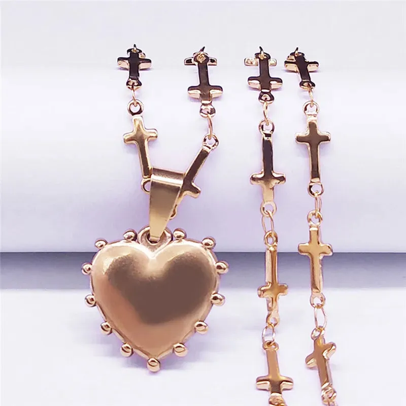Gross Heart Stainless Steel Small Choker Necklace Women/Men Gold Color Statement Necklace