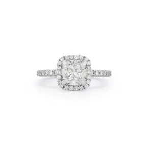 Halo Pavé Engagement Ring with 1.71 Ct. Cushion Cut Diamond