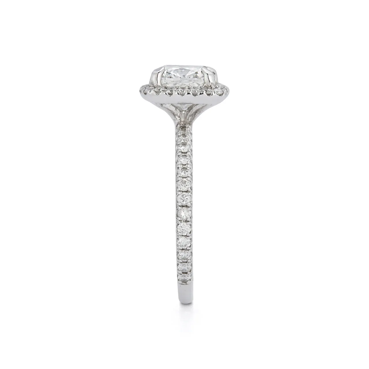 Halo Pavé Engagement Ring with 1.71 Ct. Cushion Cut Diamond