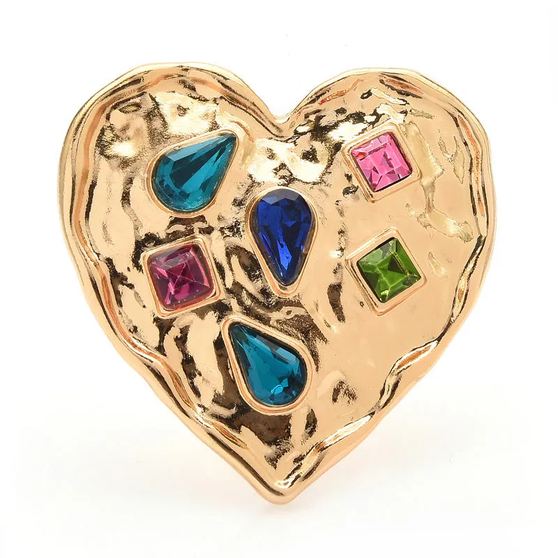 Heart Brooches Women Unisex Rhinestone 2-color Red Heart Badge Brooch