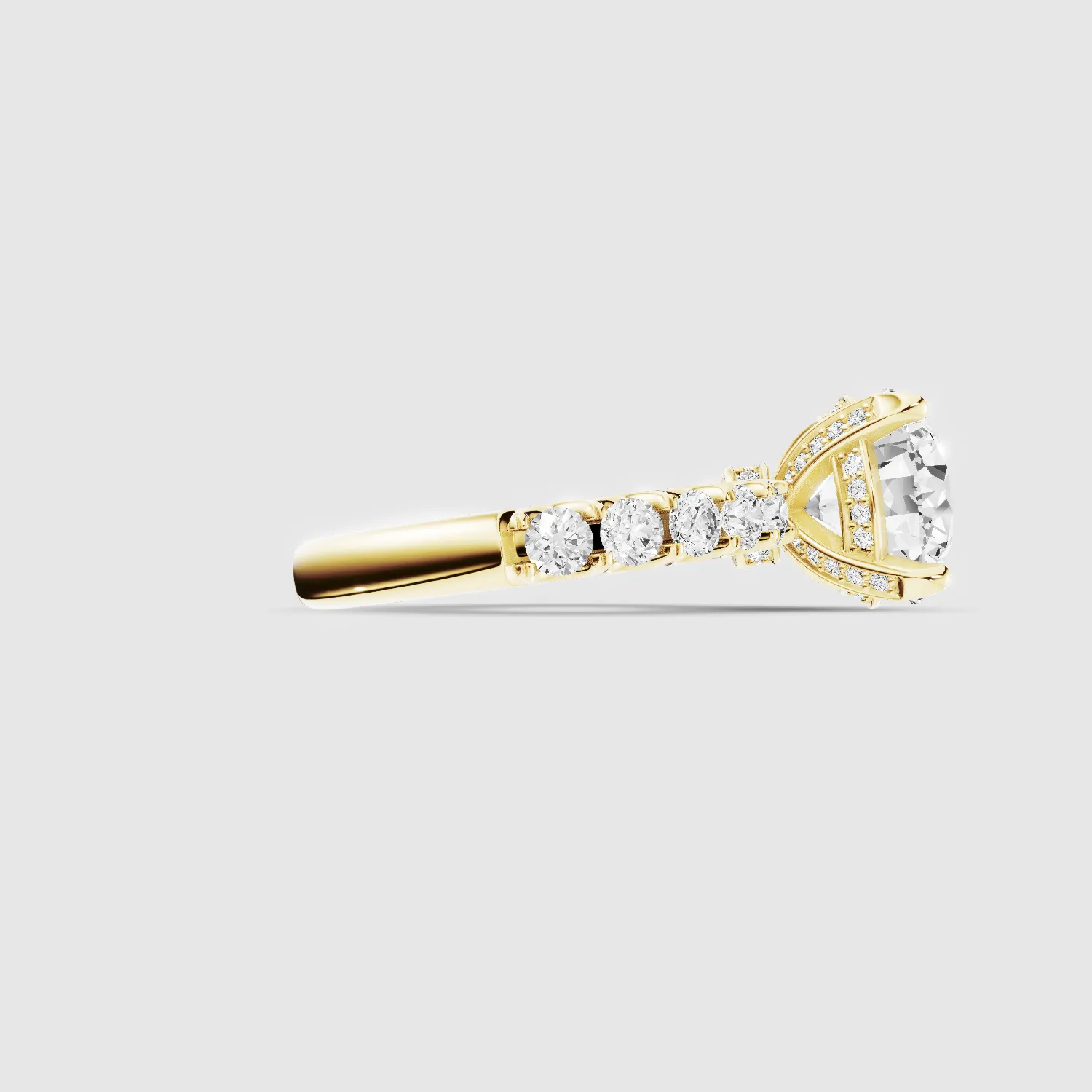 Hidden Halo Luna Solitaire Ring-Round