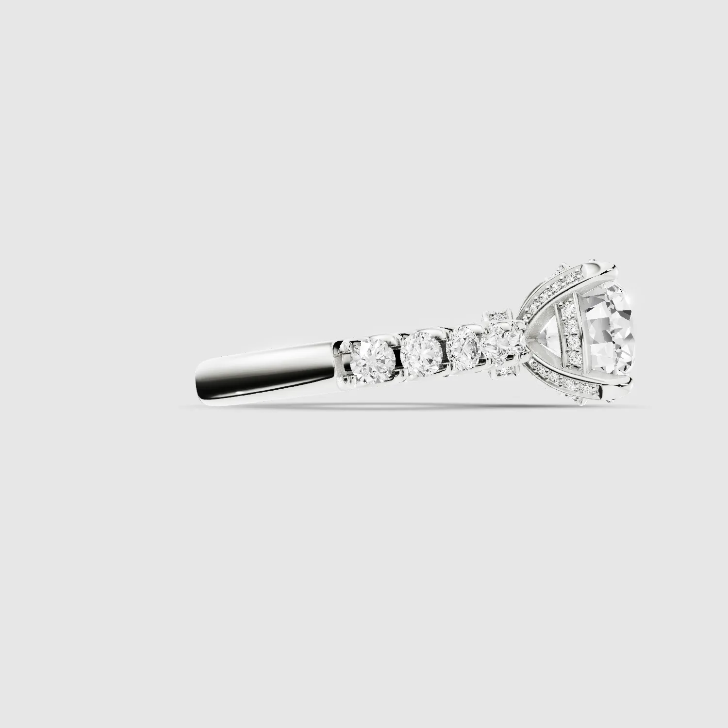 Hidden Halo Luna Solitaire Ring-Round