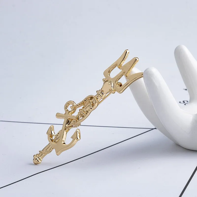 High-end Vintage Trident Brooch Pin