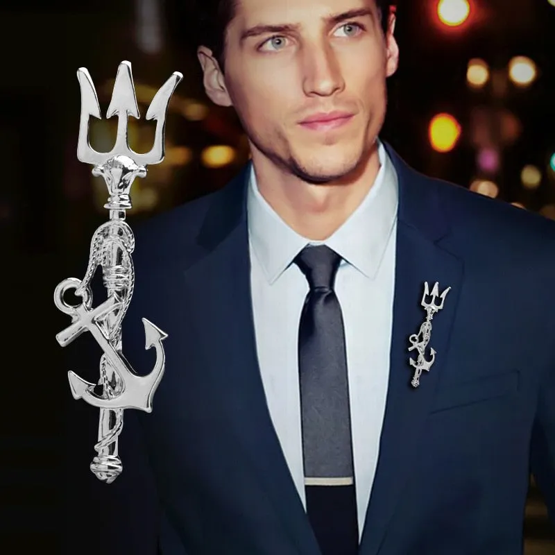 High-end Vintage Trident Brooch Pin