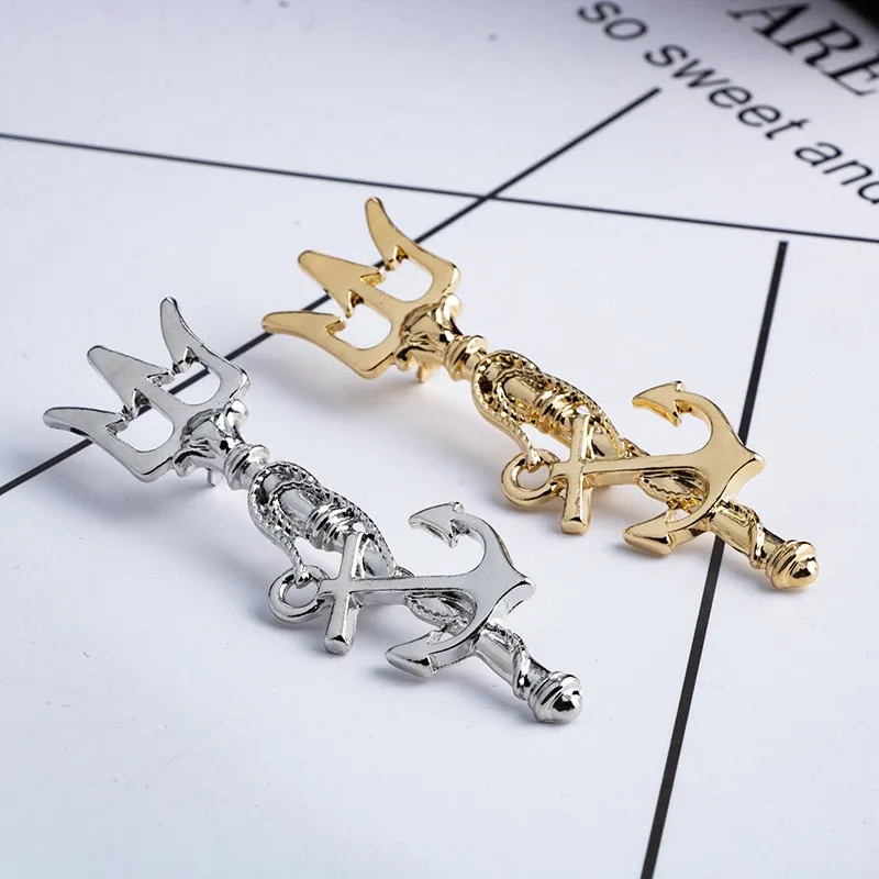 High-end Vintage Trident Brooch Pin