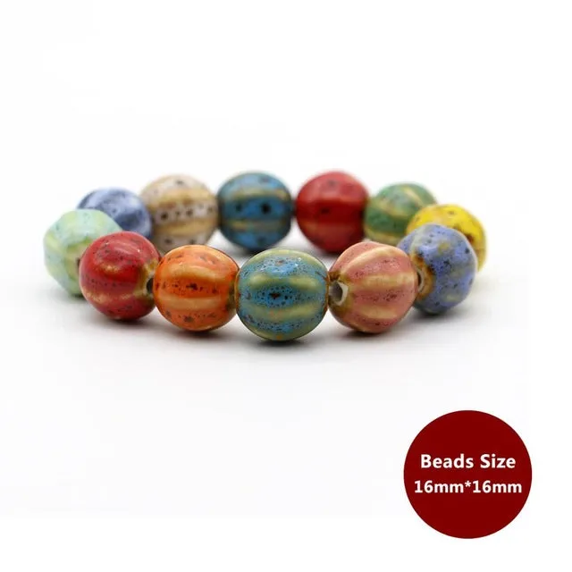 Hot Sale Heart Shaped vintage beads lady bracelet Bohemia Ceramic stone charm women Bangles fashion christmas gift free shipping