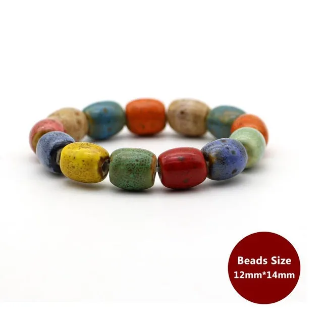 Hot Sale Heart Shaped vintage beads lady bracelet Bohemia Ceramic stone charm women Bangles fashion christmas gift free shipping