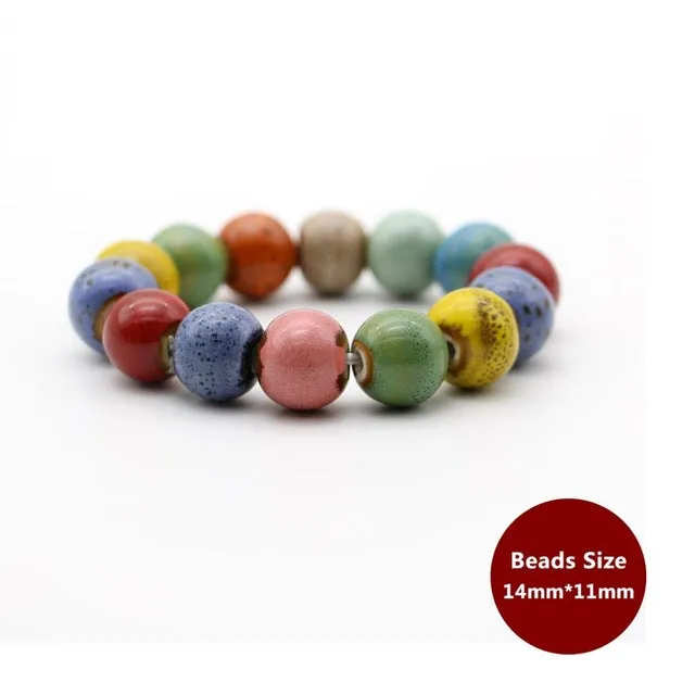 Hot Sale Heart Shaped vintage beads lady bracelet Bohemia Ceramic stone charm women Bangles fashion christmas gift free shipping
