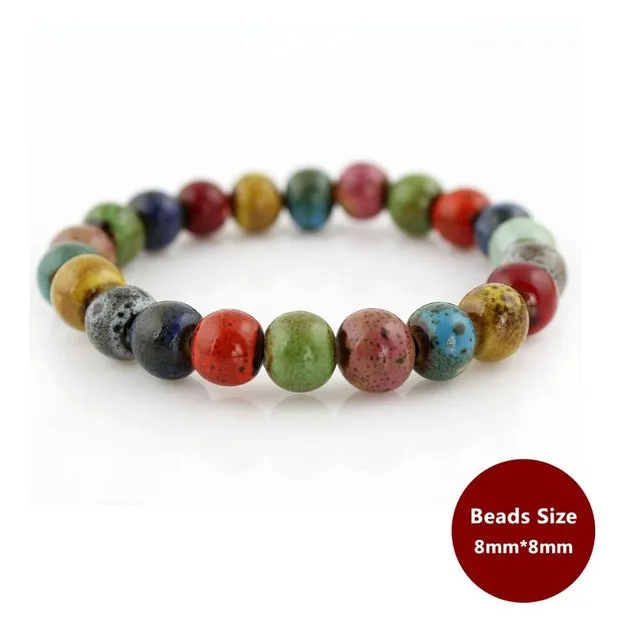 Hot Sale Heart Shaped vintage beads lady bracelet Bohemia Ceramic stone charm women Bangles fashion christmas gift free shipping