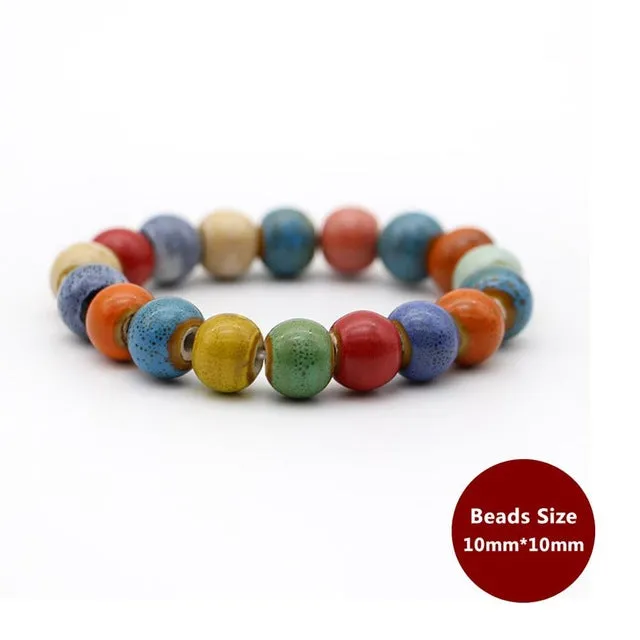 Hot Sale Heart Shaped vintage beads lady bracelet Bohemia Ceramic stone charm women Bangles fashion christmas gift free shipping