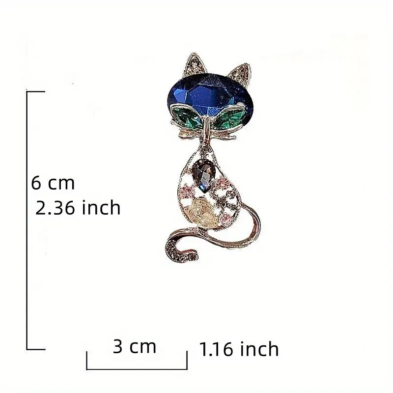 #JA1016 Lucky Cat Brooches Vintage Elegant Women Men Exquisite Crystal  Pins Fashion Exqusiite Luxury Kitten Badges