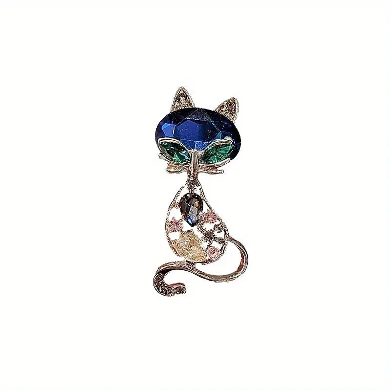 #JA1016 Lucky Cat Brooches Vintage Elegant Women Men Exquisite Crystal  Pins Fashion Exqusiite Luxury Kitten Badges