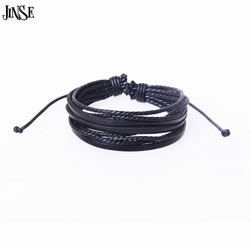 JINSE Hot Hand-Woven Fashion Men Jewelry Leather