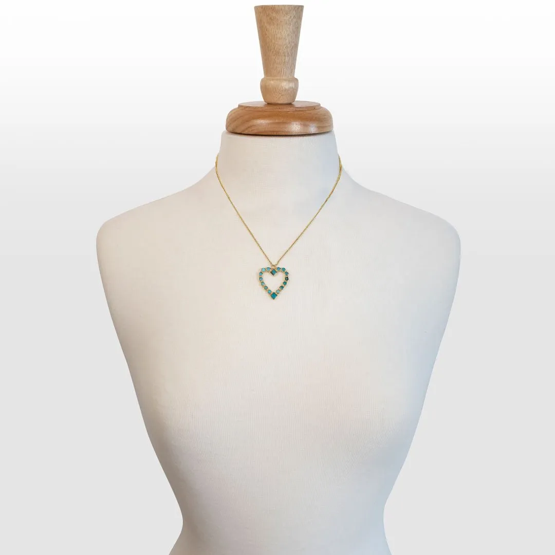 Keepsake - Turquoise and 14K Gold vermeil Heart Charm Necklace