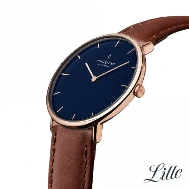 Ladies Native Leather Rose Gold 32mm Watch NR32RGLEBRNA