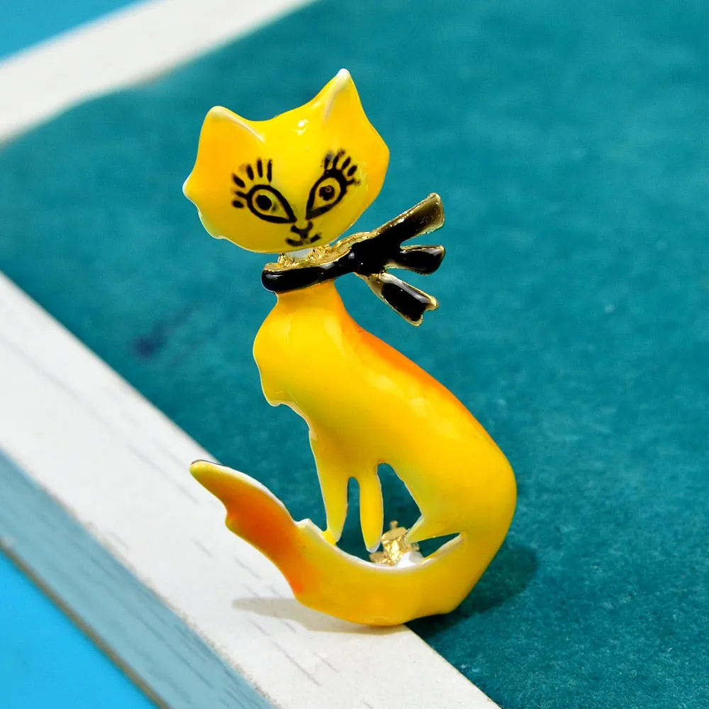 Lovely Cat Brooches 4-color Available Enamel Pet Cute Animal Party Casual Brooch