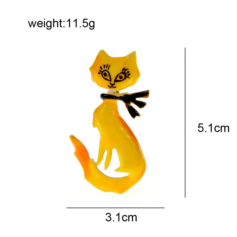 Lovely Cat Brooches 4-color Available Enamel Pet Cute Animal Party Casual Brooch