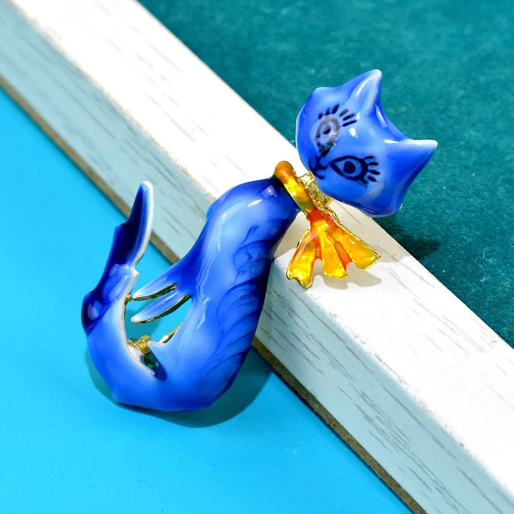 Lovely Cat Brooches 4-color Available Enamel Pet Cute Animal Party Casual Brooch