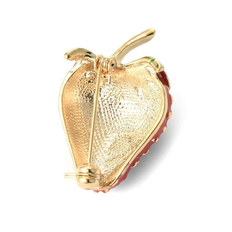 Lovely  Red Strawberry Brooches Women And Men Metal Enamel Weddings Party Brooch