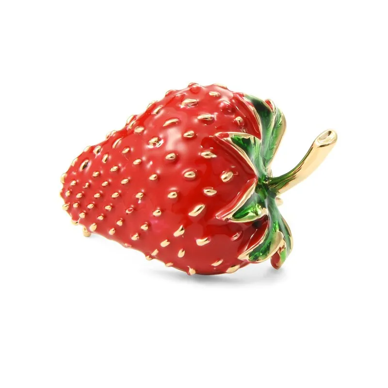 Lovely  Red Strawberry Brooches Women And Men Metal Enamel Weddings Party Brooch
