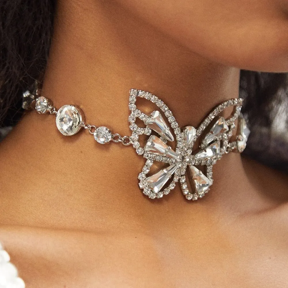 Luxxe Butterfly Crystal Necklace