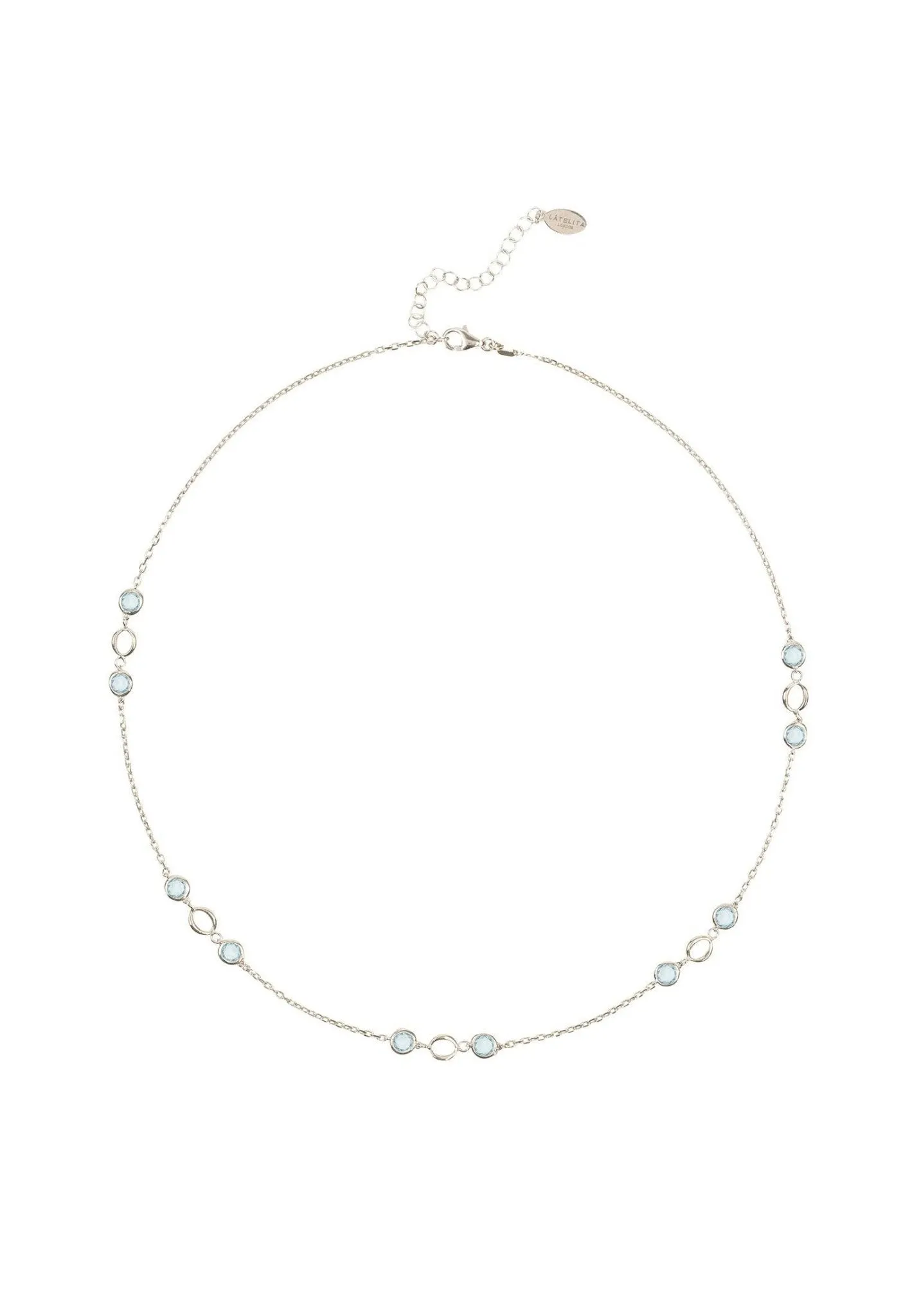 Milan Link Gemstone Necklace Silver Blue Topaz
