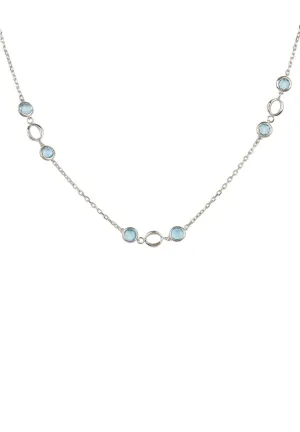 Milan Link Gemstone Necklace Silver Blue Topaz
