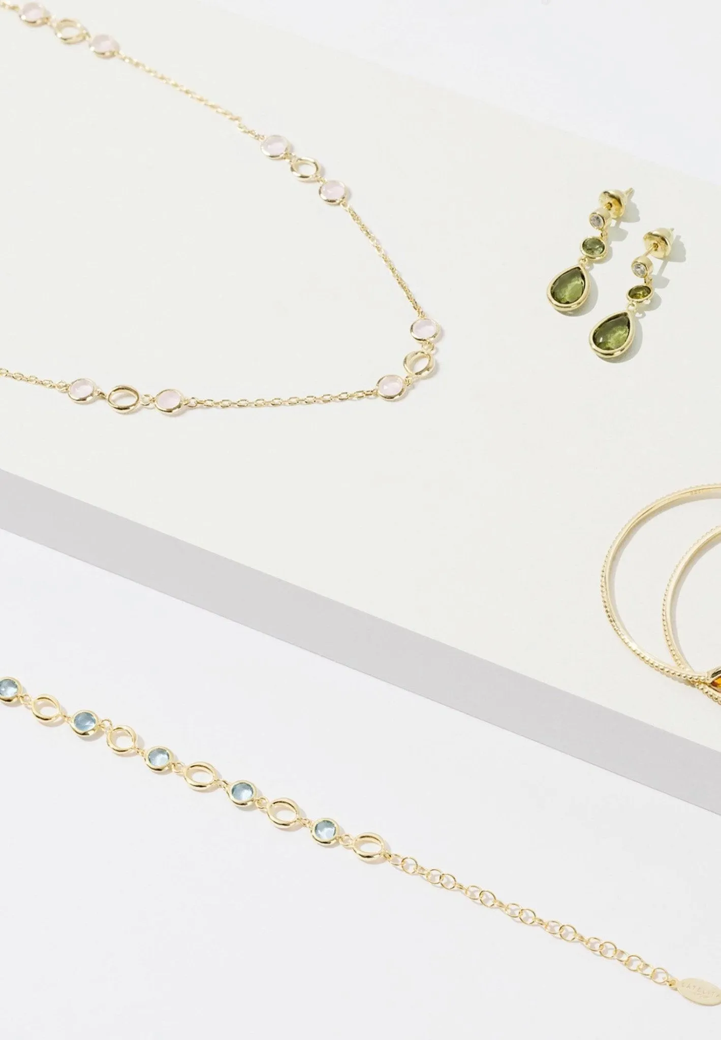 Milan Link Gemstone Necklace Silver Blue Topaz