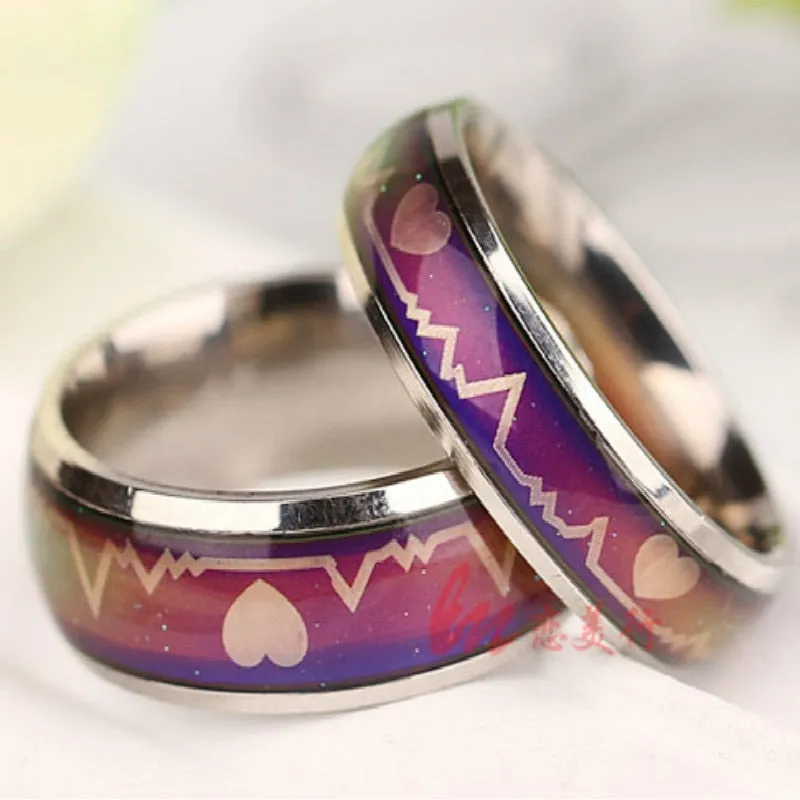 Mood Ring Color Temperature Changing Magic Stanless Steel Wedding Rings For Women Men Fashion Jewelry