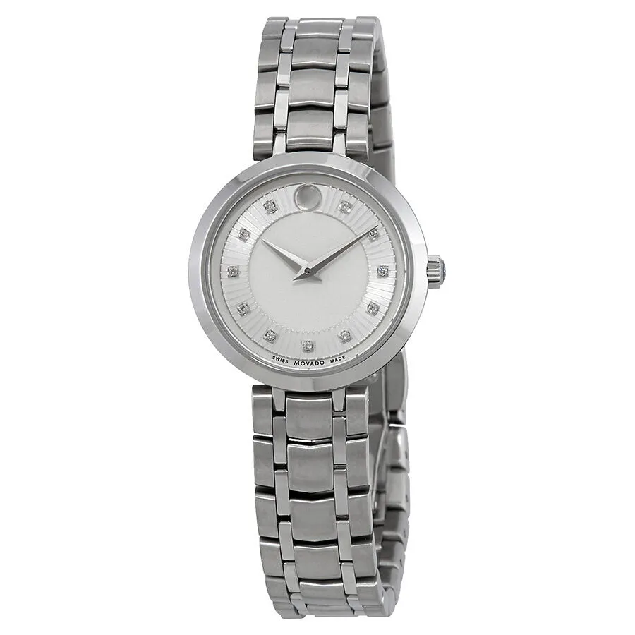 Movado 1881 Silver Diamond Dial Ladies Watch 0607097