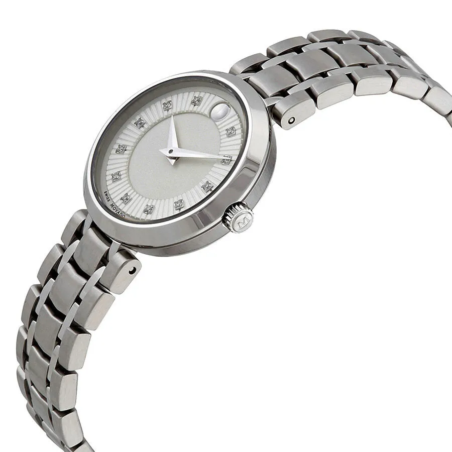 Movado 1881 Silver Diamond Dial Ladies Watch 0607097