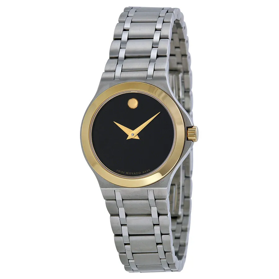 Movado Black Dial Two-Tone Ladies Watch 0606466
