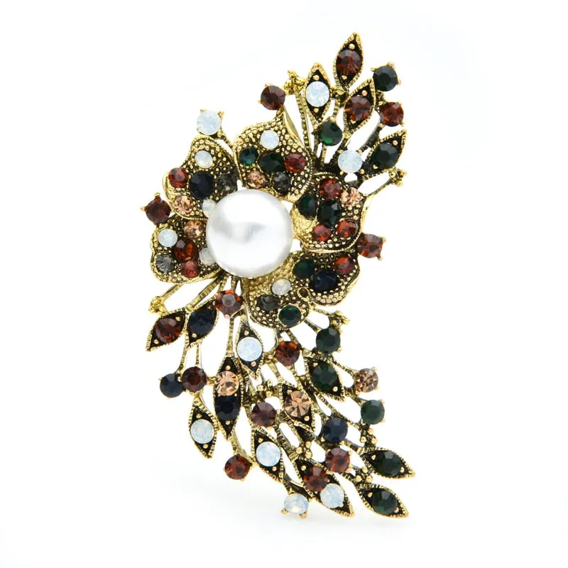 Multicolor Rhinestone Flower Brooches Women