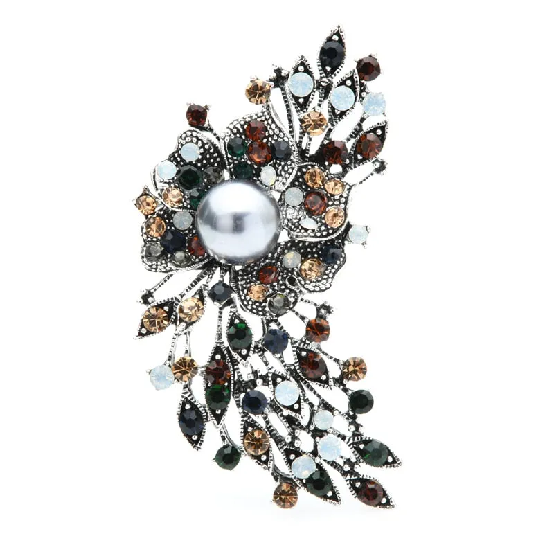 Multicolor Rhinestone Flower Brooches Women