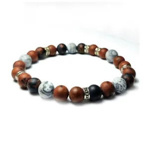 Natural Gray and Brown Jasper Beads Bracelet