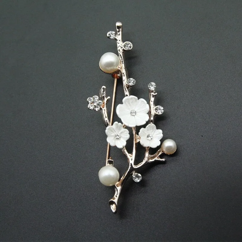 Natural Plum Blossom Brooches Pins For Women