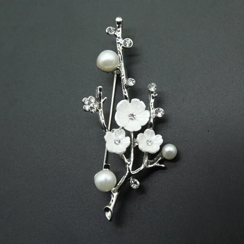 Natural Plum Blossom Brooches Pins For Women