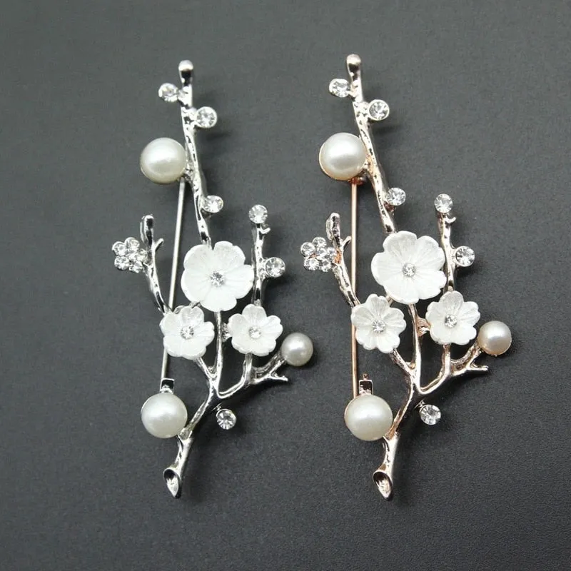 Natural Plum Blossom Brooches Pins For Women