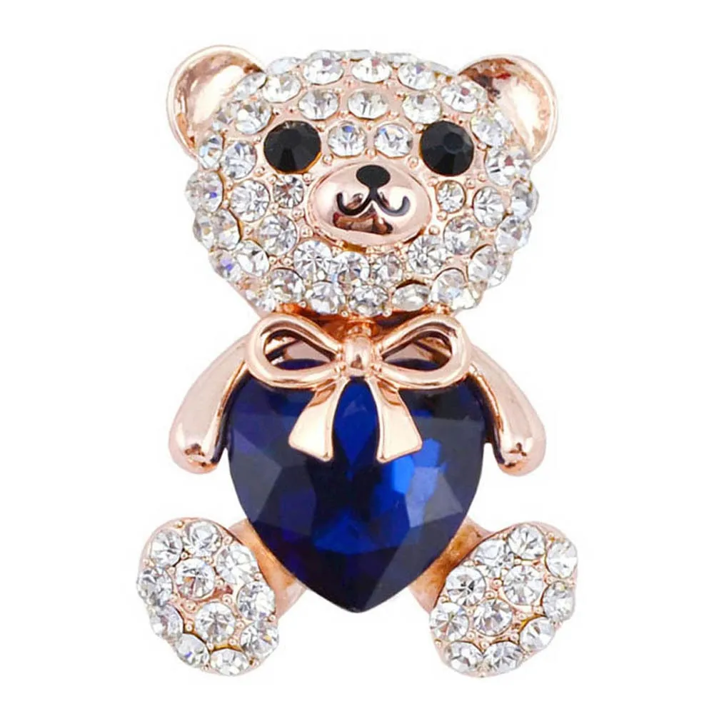New Arrival AB Rhinestine Heart Bear Brooches For Women