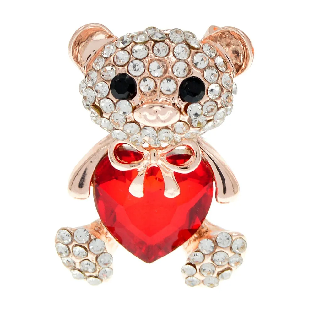 New Arrival AB Rhinestine Heart Bear Brooches For Women