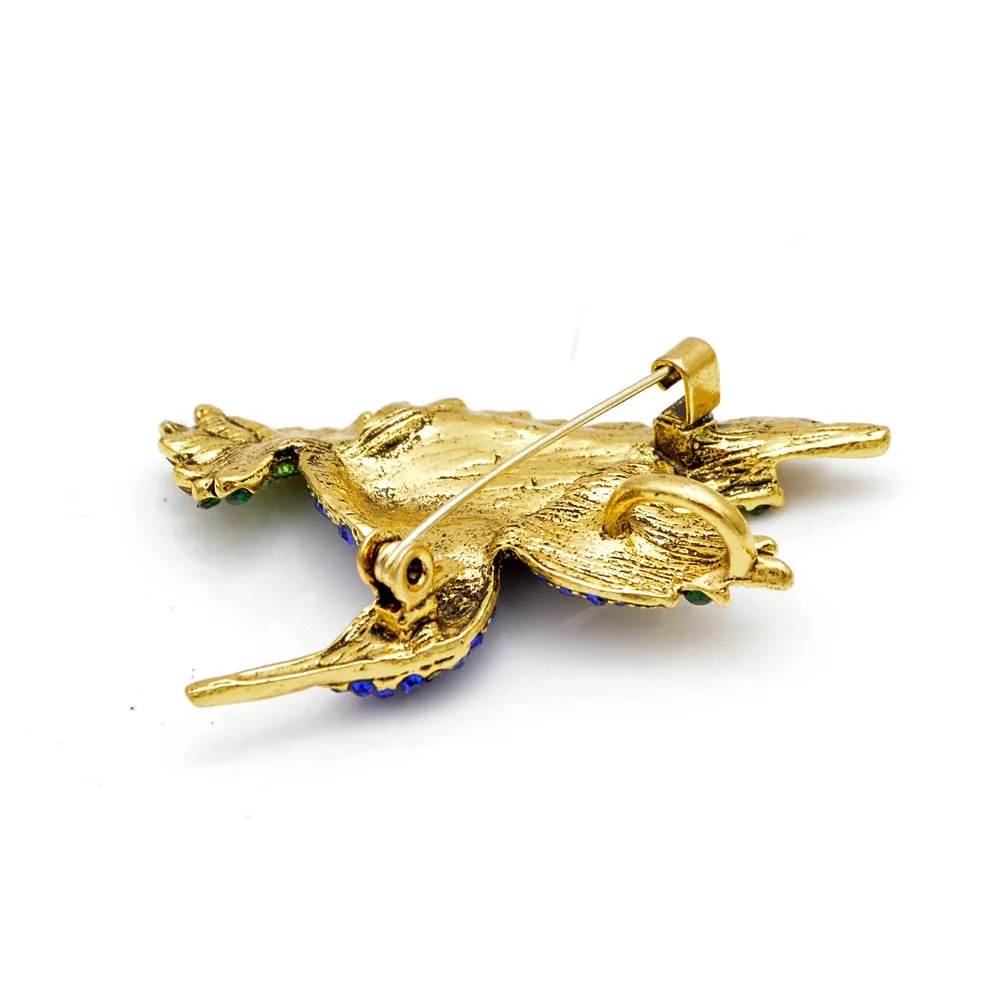 New Arrival Navy Blue Color Rhinestone Hummingbird Brooches for Women