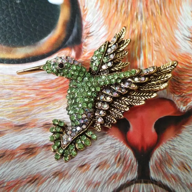 New Arrival Navy Blue Color Rhinestone Hummingbird Brooches for Women