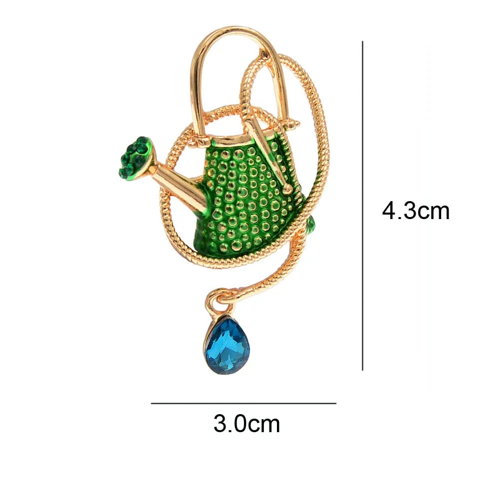 New Cartoon Enamel Red Green Metal Brooch Pin Vintage Water The Flowers Kettle Brooches